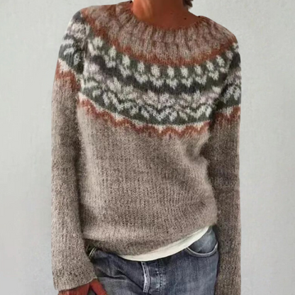 Marika retro-jumper til kvinder | Stilfuld jumper med print | Varm jumper