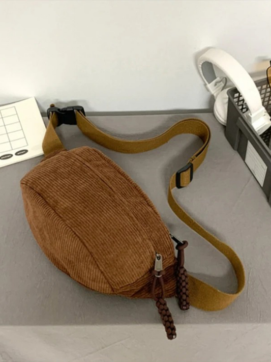 Colet corduroy taljetaske | Taljetaske | Dame crossbody taske | Skuldertaske brun