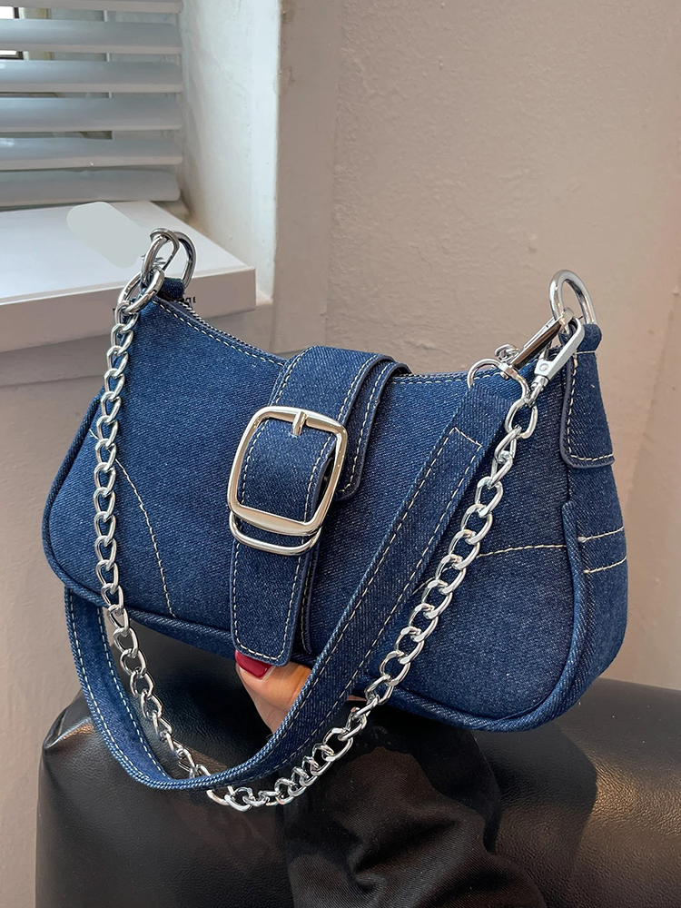 Colet damer denim skuldertaske | Crossbody taske | Håndtaske mørkeblå