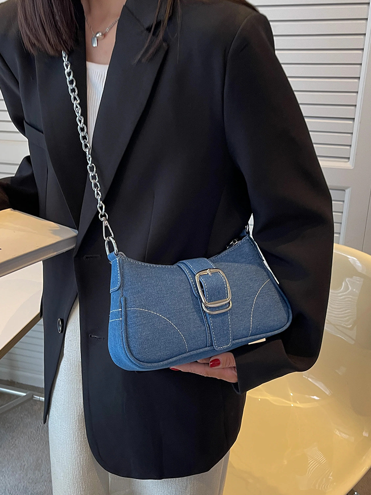 Colet damer denim skuldertaske | Crossbody taske | Håndtaske mørkeblå