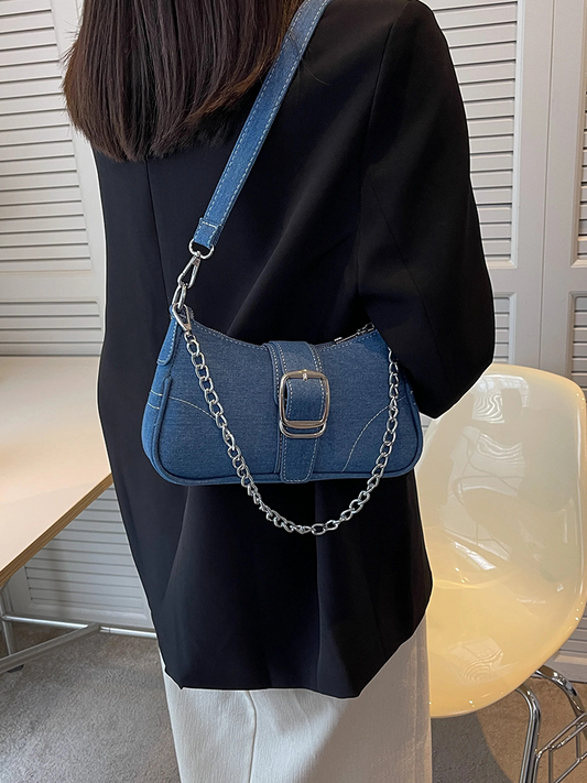 Colet damer denim skuldertaske | Crossbody taske | Håndtaske mørkeblå