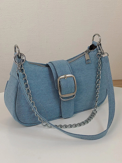 Colet dame denim skuldertaske | Crossbody taske | Håndtaske lyseblå