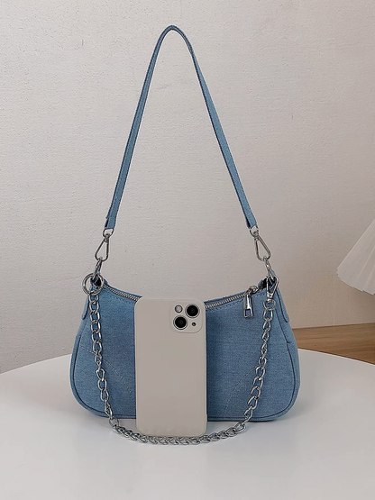 Colet dame denim skuldertaske | Crossbody taske | Håndtaske lyseblå