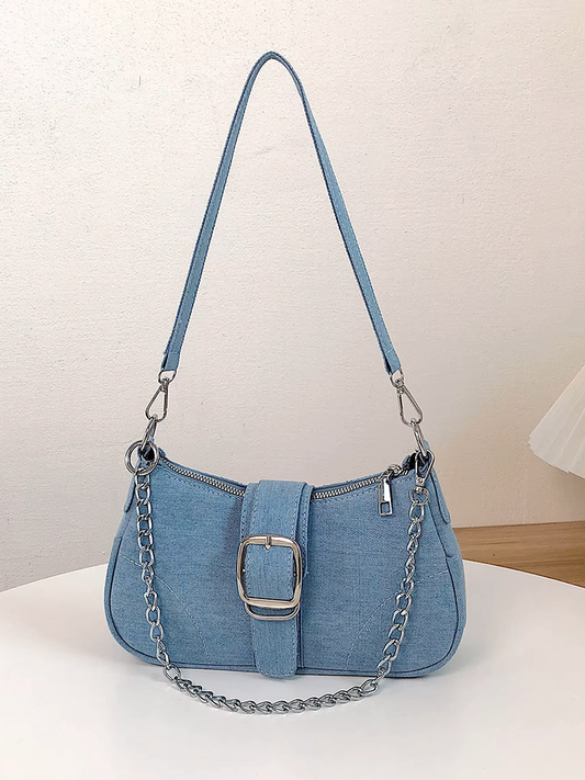 Colet dame denim skuldertaske | Crossbody taske | Håndtaske lyseblå