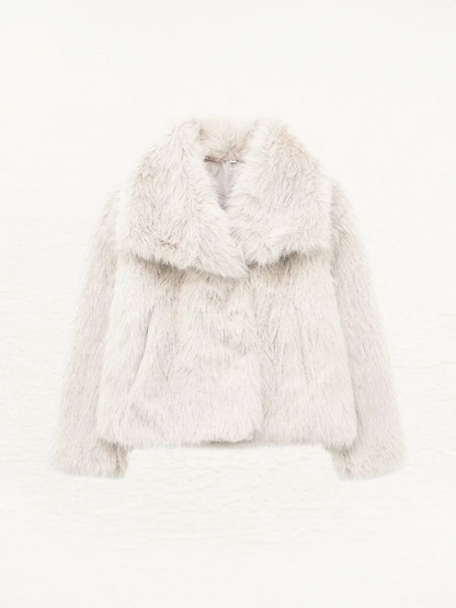 Amara faux fur vinterfrakke til damer | Varm pelsfrakke til kvinder | Stilfuld efterårs- og vinterfrakke i off-white | Blødt og luksuriøst look til kolde dage