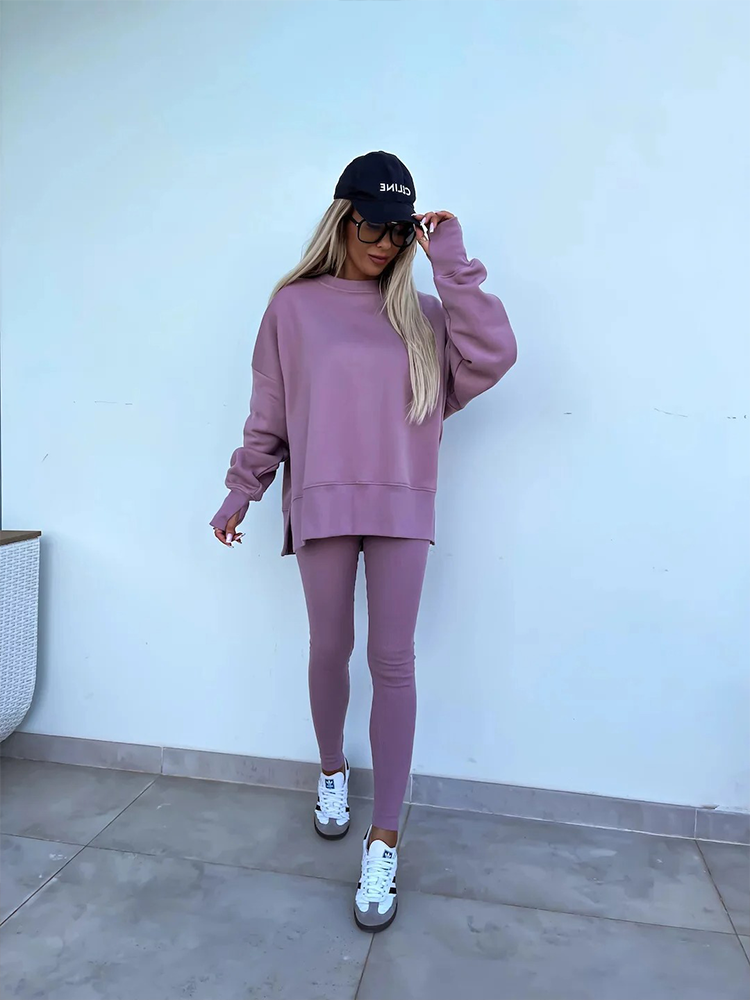 Kirsti Lounge Set Ladies | To-delt jakkesæt | Legging + Sweater | Husdragt