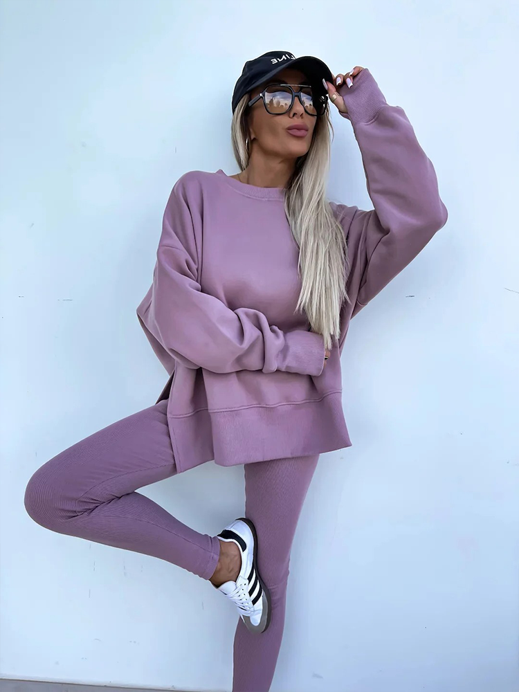 Kirsti Lounge Set Ladies | To-delt jakkesæt | Legging + Sweater | Husdragt