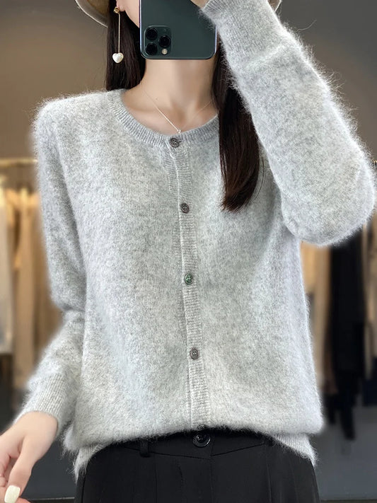 Celine varm fluffy cardigan | Blød sweater med knapper | 100% kashmir sweater