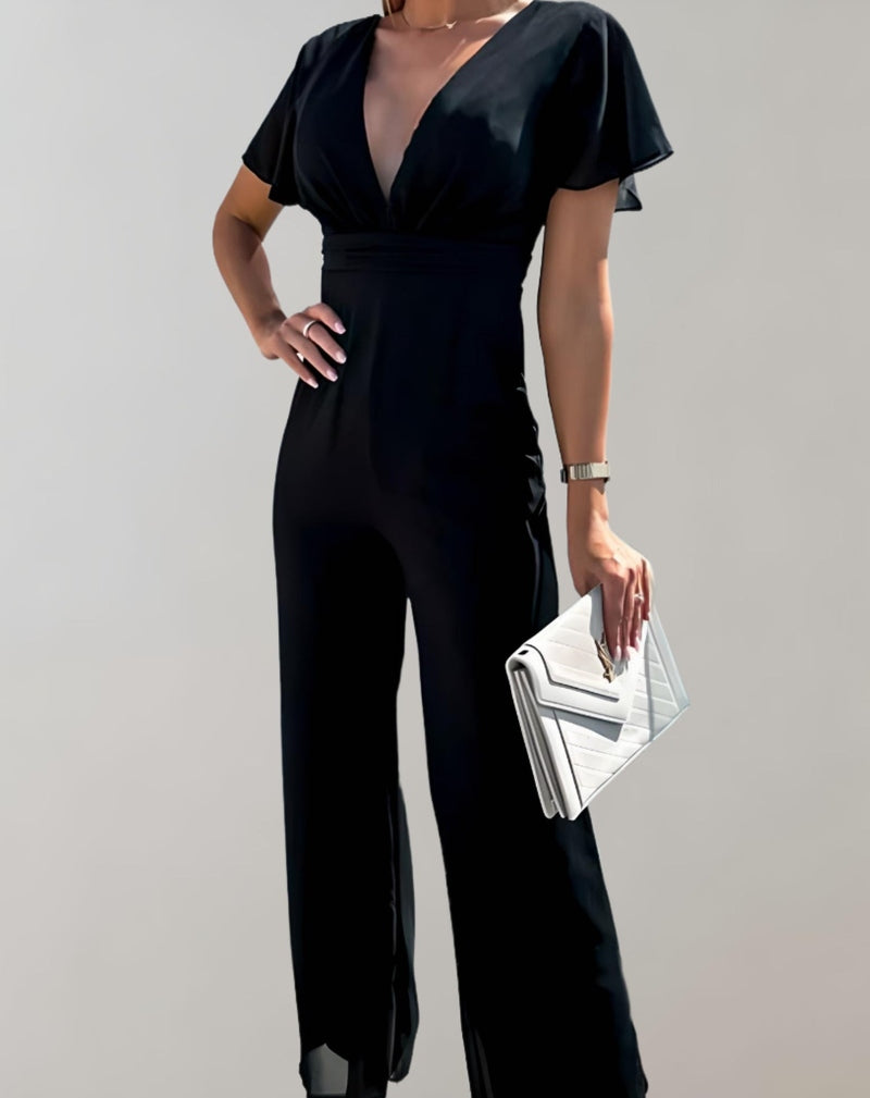 Virelle Jumpsuits Tessa V-hals Jumpsuit Dames | Elegante Zomeroutfit | Losse Wijde Pijpen in Diverse Kleuren