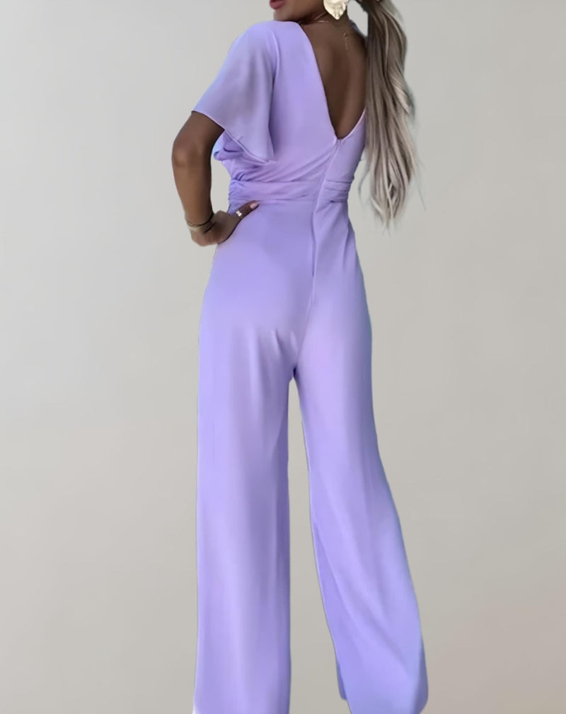 Virelle Jumpsuits Tessa V-hals Jumpsuit Dames | Elegante Zomeroutfit | Losse Wijde Pijpen in Diverse Kleuren